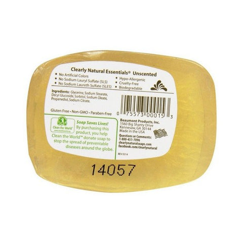 Clearly Natural, Glycerine Soap, Unscented, 4 Oz