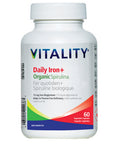 Daily Iron+Organic Spirulina 60 VegCaps by Vitality Products Inc.