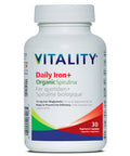 Daily Iron+Organic Spirulina 30 VegCaps by Vitality Products Inc.