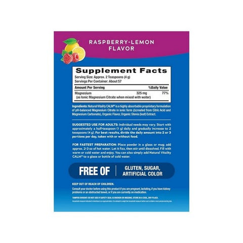 Natural Vitality, CALM Raspberry Lemon, 8 Oz