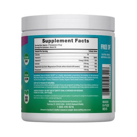 Natural Vitality, Calm Plus Calcium Raspberry-Lemon, Raspberry-Lemon 8 Oz