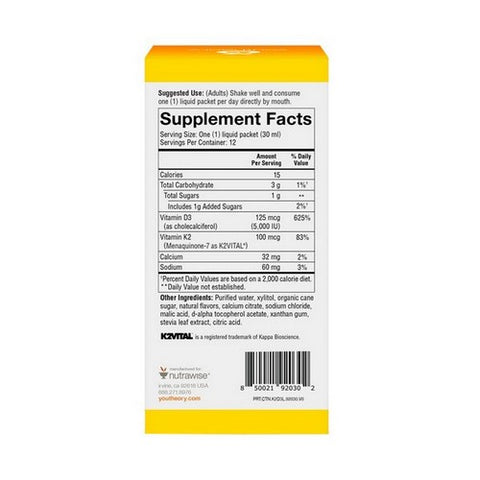 Youtheory, Vitamin K2 and D3 Liquid Packets, 12 Oz