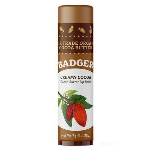 Badger Balm, Cocoa Butter Lip Balm Creamy Cocoa, .25 Oz