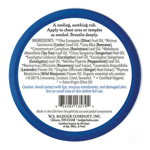 Badger Balm, Aromatic Chest Rub, .75 Oz