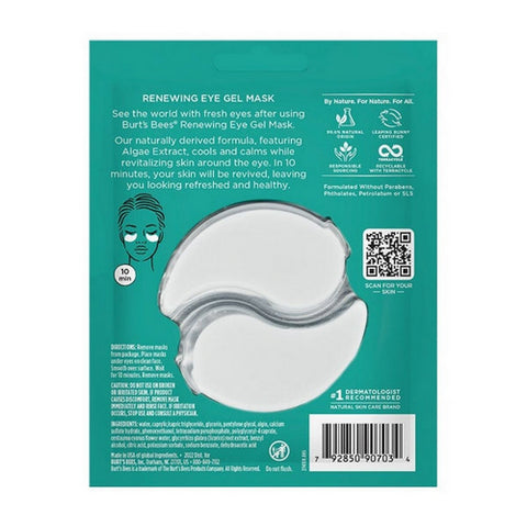 Burts Bees, Renewing Natural Hydrogel Eye Mask with Algae, 1 Count