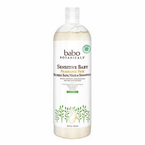 Babo Botanicals, Sensitive Baby Fragrance Free Bubble Bath, 15 Oz