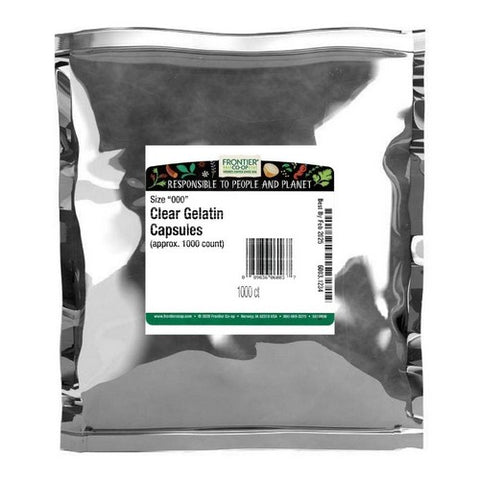 Frontier Coop, Clear Gelatin 000 Capsules, 1000 Count