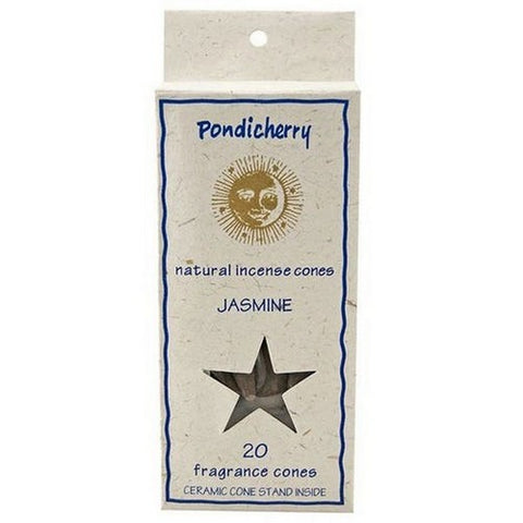 Pondicherry Natural Incense, Jasmine Incense Cones, 20 Count