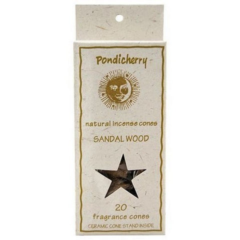 Pondicherry Natural Incense, Sandalwood Incense Cones, 20 Count