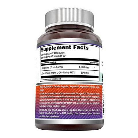Amazing Nutrition, Amazing Formulas L-Arginine/L-Ornithine, 1500 mg, 120 Caps