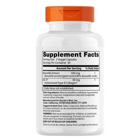 Doctors Best, Boswellia Extract + UC-II, 60 VegCaps