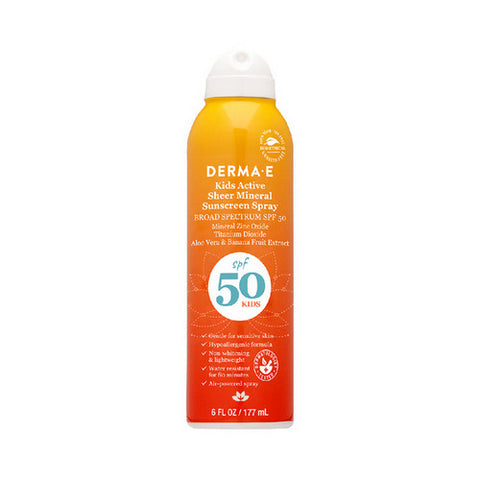 Derma e, Kids Active Sheer Mineral Sunscreen Spray SPF50, 6 Oz