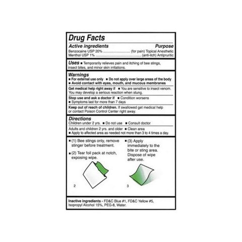Sting-Kill, Disposable Saturated Wipes, 8 Count