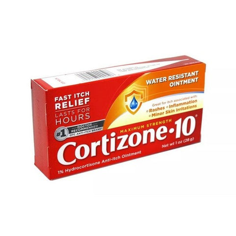 Cortizone-10, Maximum Strength Water Resistant Ointment 1% Hydrocortisone Anti Itch Ointment, 1 Oz