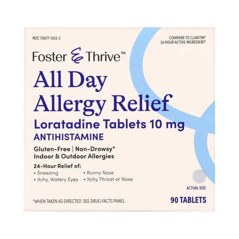 Foster And Thrive, All Day Allergy Relief Loratadine, 10 Mg, 90 Tabs