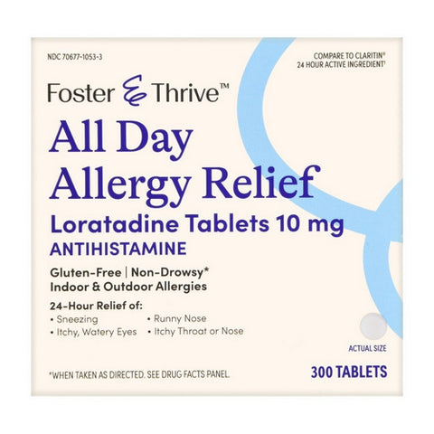 Foster And Thrive, All Day Allergy Relief Loratadine, 10 Mg, 300 Tabs