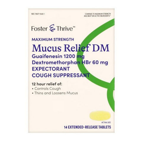 Foster And Thrive, Maximum Strength Mucus Relief DM, 1200 Mg, 14 Tabs