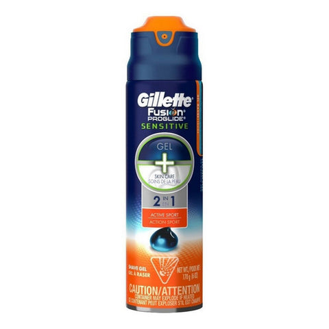 Gillette, Fusion ProGlide Sensitive 2 in 1 Shave Gel, 6 Oz