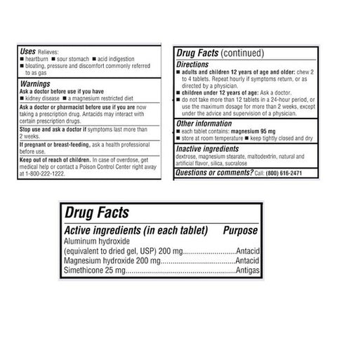Major Pharmaceuticals, Mintox Plus Chewable, 100 Tablets