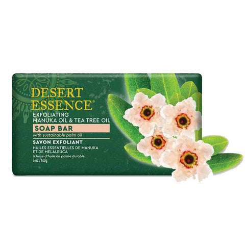 Desert Essence, Manuka & Tea Tree Oil Exfoliating Soap Bar, 5 Oz