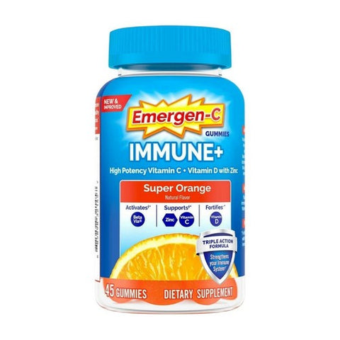 Alacer, Emergen-C Immune Plus With Vitamin D Gummies Super Orange, 45 Count