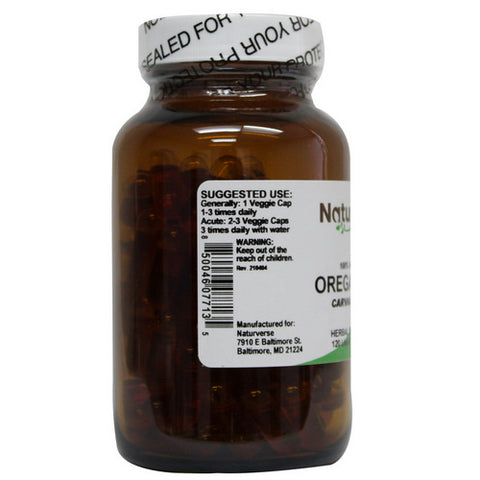 Oregano Oil Liquid Capsules Standardized 120 VegCaps by Naturverse