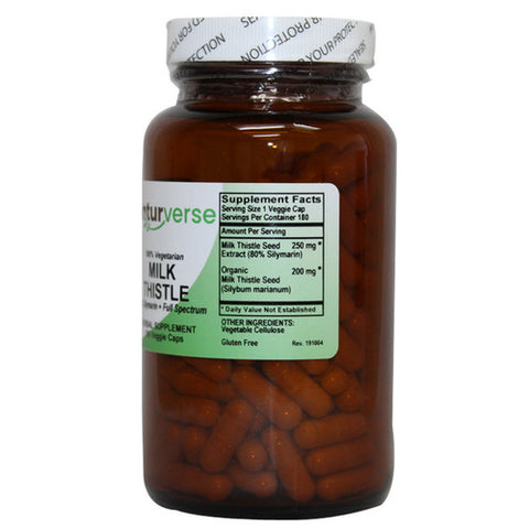 Milk Thistle Powder Capsules Standardized 180 VegCaps by Naturverse