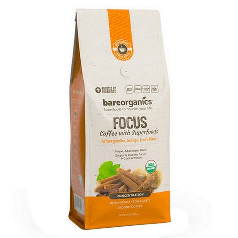 Bare Organics, Organic Focus Coffee With Superfoods, 10 Oz (Case of 6)