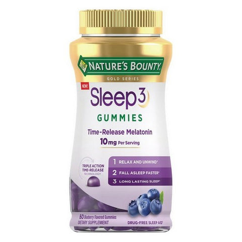 Nature's Bounty, Sleep 3 Time Released Melatonin Gummies, 10 Mg, 60 Count