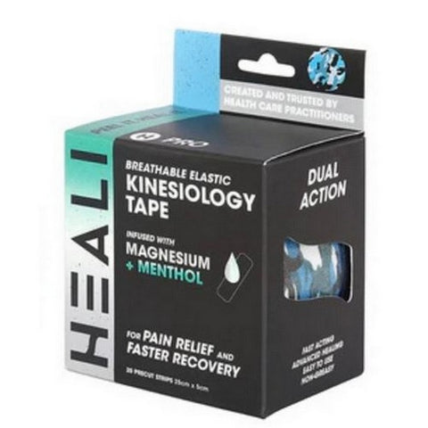 Heali, Kinesiology Tape Infused With Magnesium And Menthol Blue Camo, 1 Count