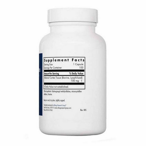 Nutricology/ Allergy Research Group, Adrenal Cortex Natural Glandular, 100 Veg Caps