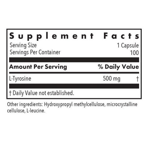 Nutricology/ Allergy Research Group, L-Tyrosine, 500 mg, 100 Veg Caps