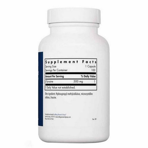 Nutricology/ Allergy Research Group, L-Tyrosine, 500 mg, 100 Veg Caps