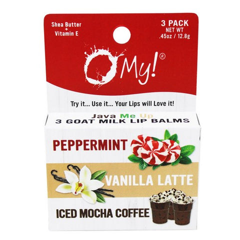 O MY!, Goat Milk Lip Balm Java Me Up, 3 Count