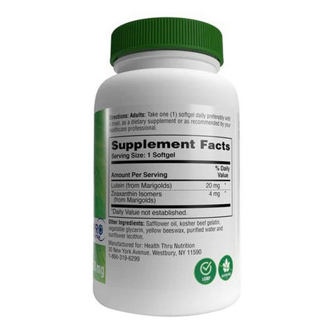 Health Thru Nutrition, Lutein With Zeaxanthin, 180 Softgel