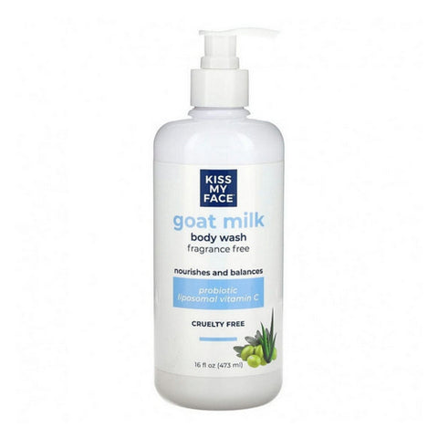 Kiss My Face, Goat Milk Body Wash Frgrance Free, 16 Oz