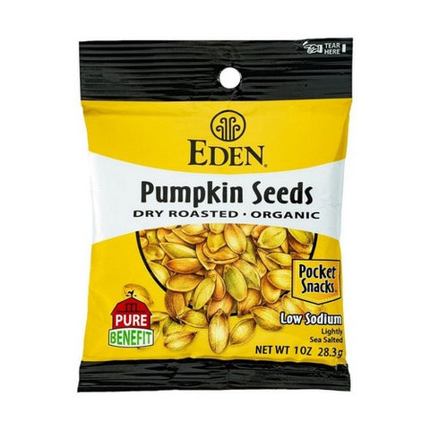 Eden Foods, Organic Pumpkin Seeds Pocket Snacks, 1 Oz (Case Of 12)