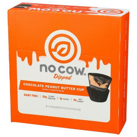 No Cow Bar, Chocolate Peanut Butter Cup Protein Bar, 2.12 Oz(Case Of 12)