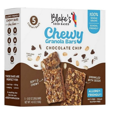 Blakes Seed Based, Chewy Granola Bar Chocolate Chip, 4.6 Oz(Case Of 6)