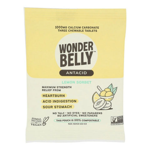 Wonderbelly, Lemon Sorbet Antacid, 3 Count(Case Of 20)
