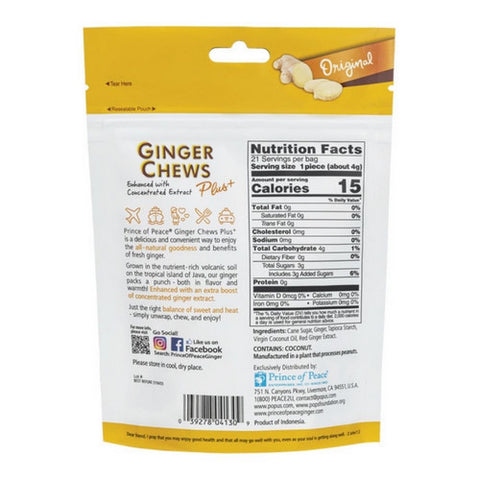Prince Of Peace, Original Plus Ginger Chews, 3 Oz(Case Of 6)