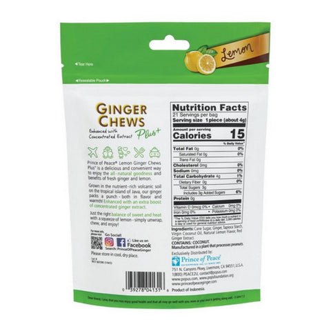 Prince Of Peace, Original Plus Ginger Chews Lemon, 3 Oz(Case Of 6)