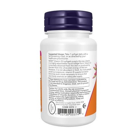 Now Foods, Vitamin D-3 5,000 IU, 30 Softgels