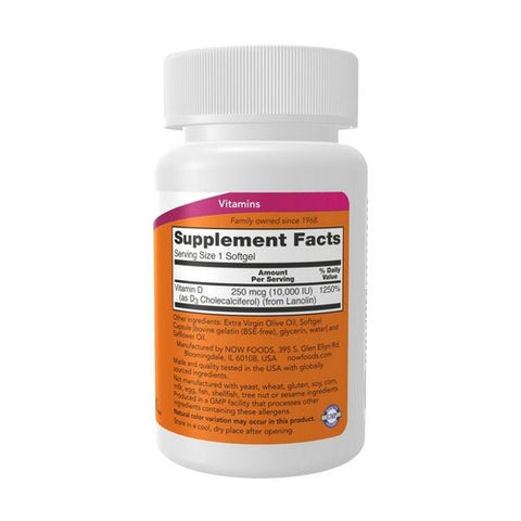 Now Foods, Vitamin D-3, 10,000 IU, 30 Softgels