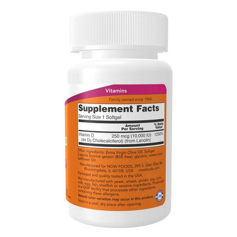 Now Foods, Vitamin D-3, 10,000 IU, 30 Softgels
