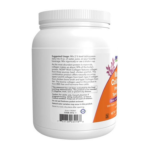 Now Foods, Multi Collagen Protein Types I, II & III Powder Unflavored, 16 Oz