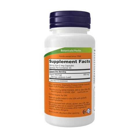 Now Foods, Organic Moringa, 400 Mg, 90 VegCaps