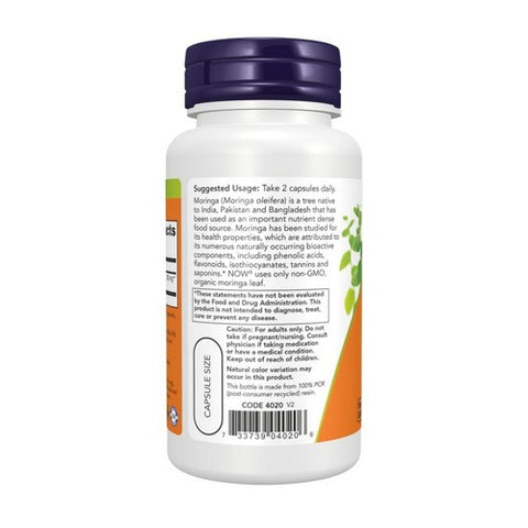 Now Foods, Organic Moringa, 400 Mg, 90 VegCaps