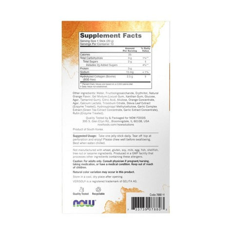 Now Foods, Collagen Jelly Beauty Complex Sweet Orange, 7.05 Oz / (10 Jelly Sticks)
