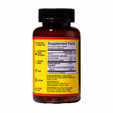 Bragg's Liquid Aminos, Apple Cider Vinegar Supplement, 90 Capsules